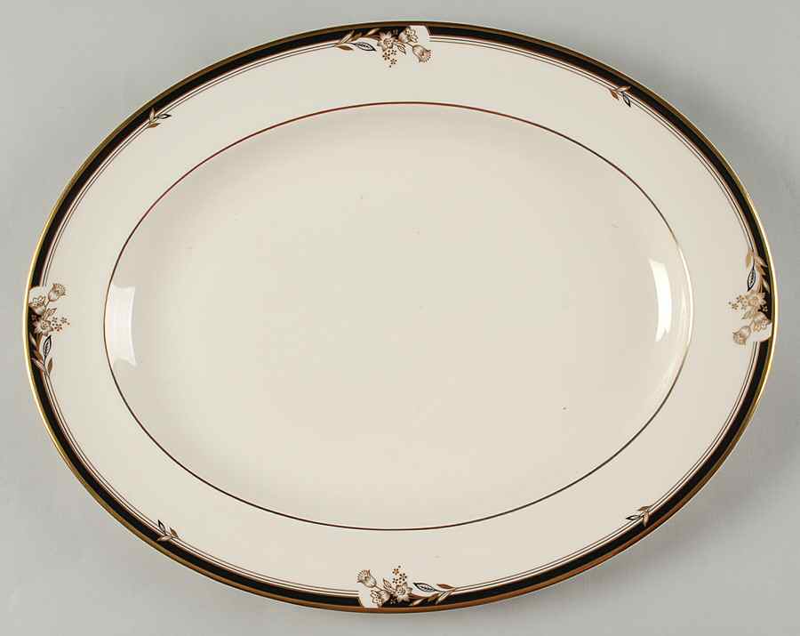 Newbury Black Band Newer 13" Oval Serving Platter by Minton-1