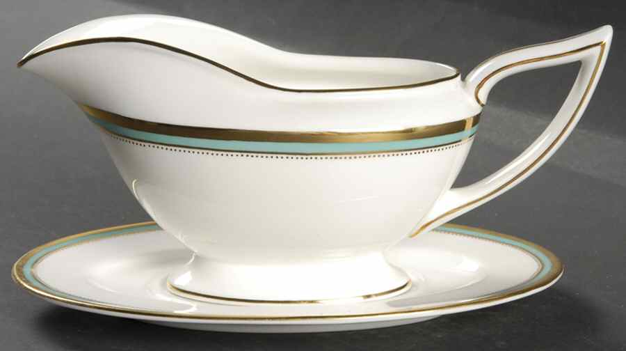 Newbury Turquoise Band Gravy Boat & Underplate by Minton-1