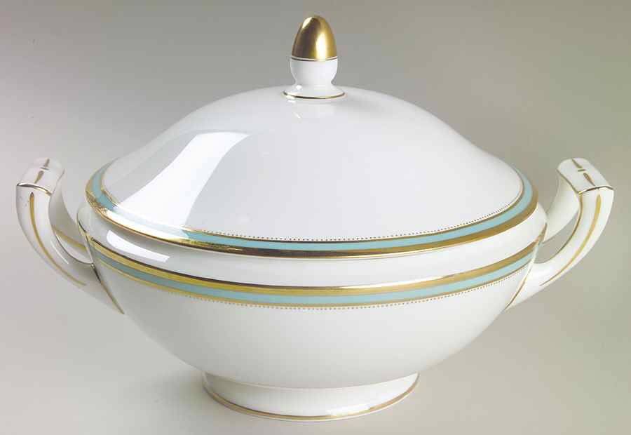 Newbury Turquoise Band Round Covered Vegetable by Minton-1