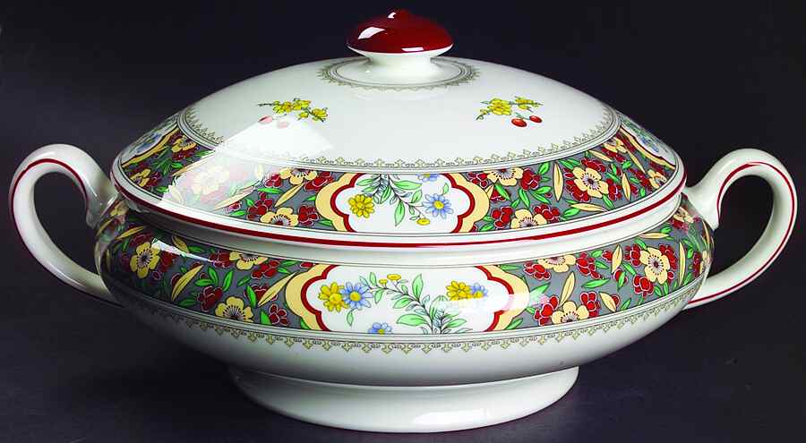 Oriental Blossom (Center Design) Round Covered Vegetable by Minton-1