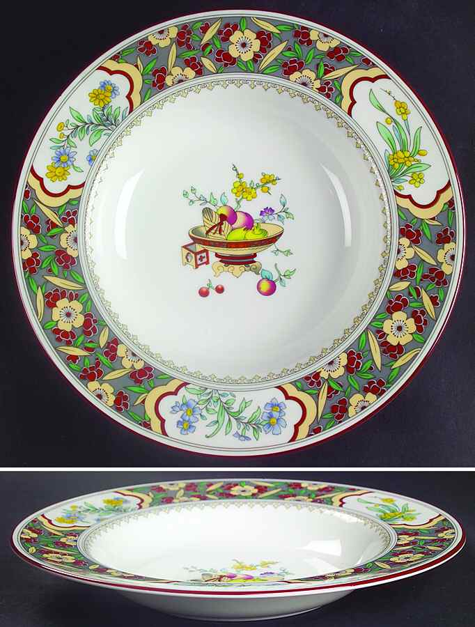 Oriental Blossom (Center Design) Large Rim Soup Bowl by Minton-1