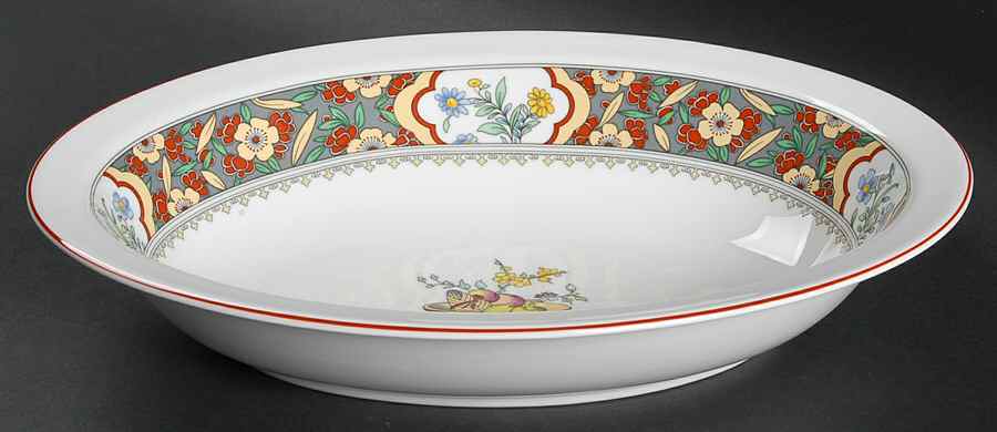 Oriental Blossom (Center Design) 10" Oval Vegetable Bowl by Minton-1