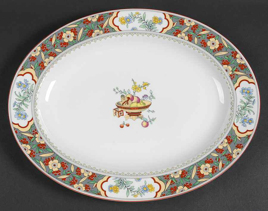 Oriental Blossom (Center Design) 13" Oval Serving Platter by Minton-1