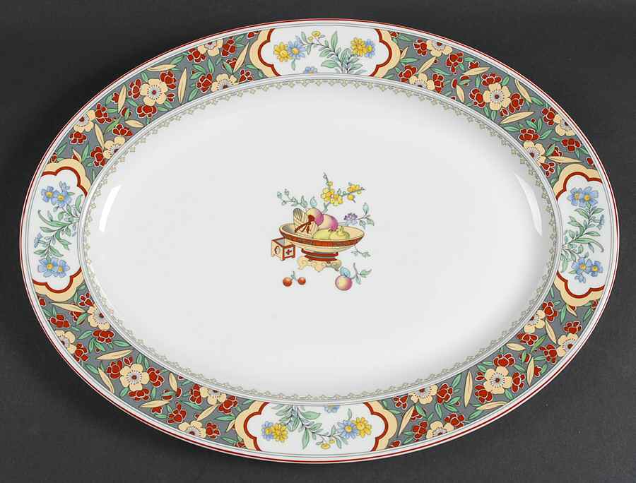 Oriental Blossom (Center Design) 16" Oval Serving Platter by Minton-1
