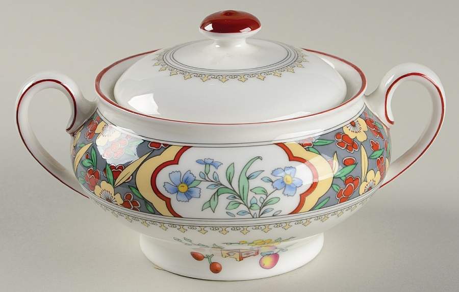 Oriental Blossom (Center Design) Sugar Bowl & Lid by Minton-1