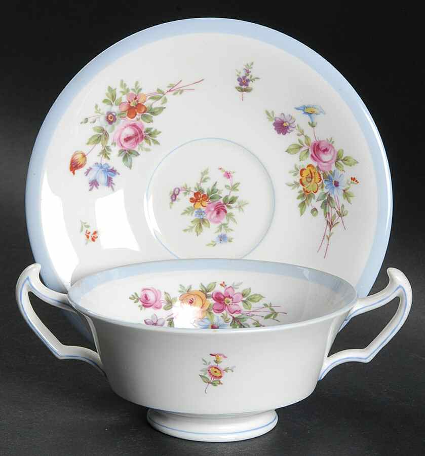 Patricia Footed Cream Soup Bowl & Saucer Set by Minton-1