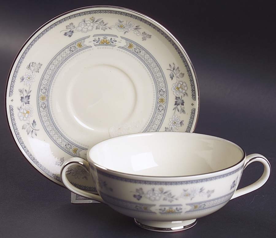Penrose Footed Cream Soup Bowl & Cup Saucer Set by Minton-1
