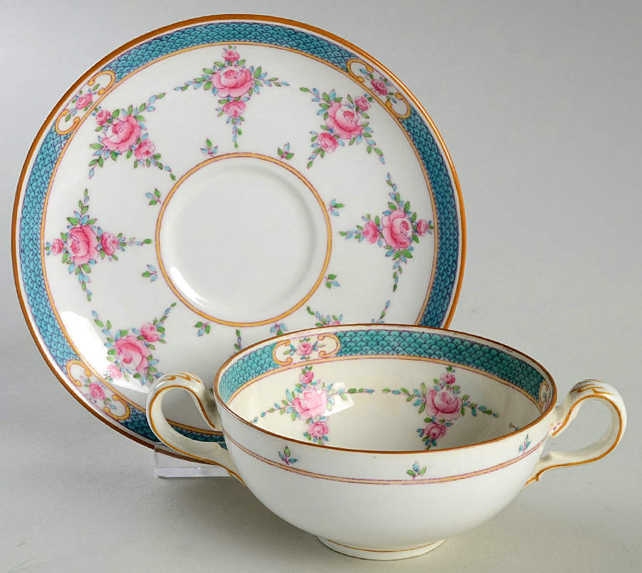 Persian Rose (Older) Flat Bouillon Cup & Saucer by Minton-1