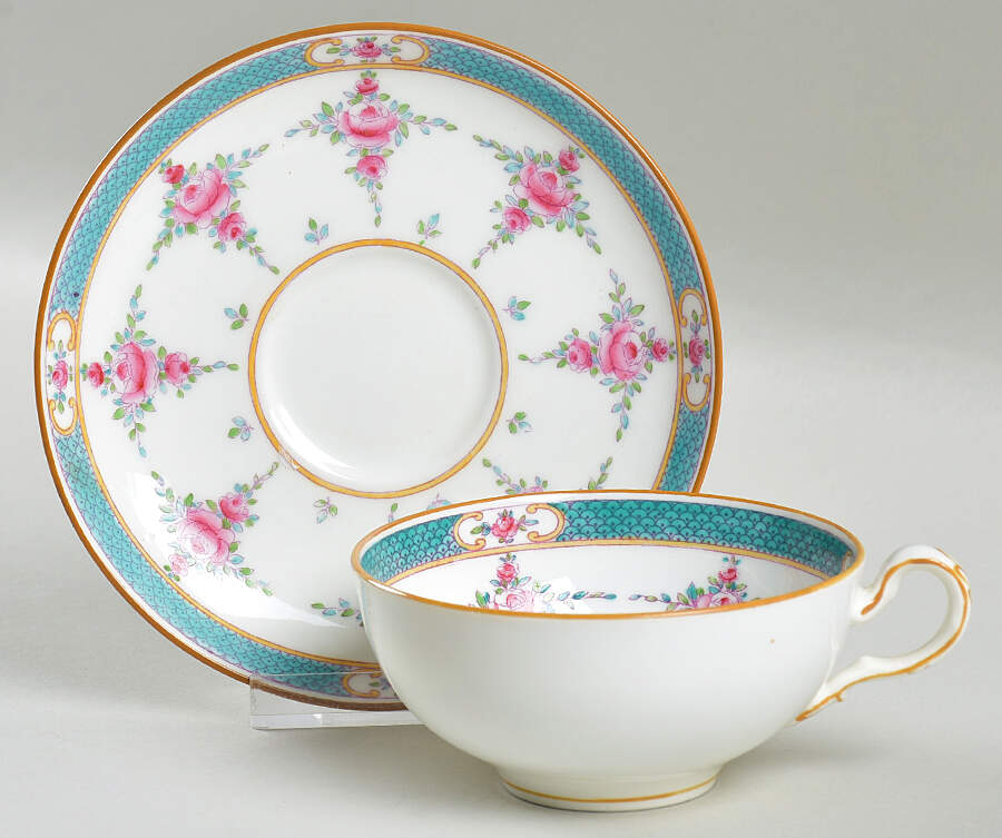 Persian Rose (Older) Flat Cup & Saucer Set by Minton-1