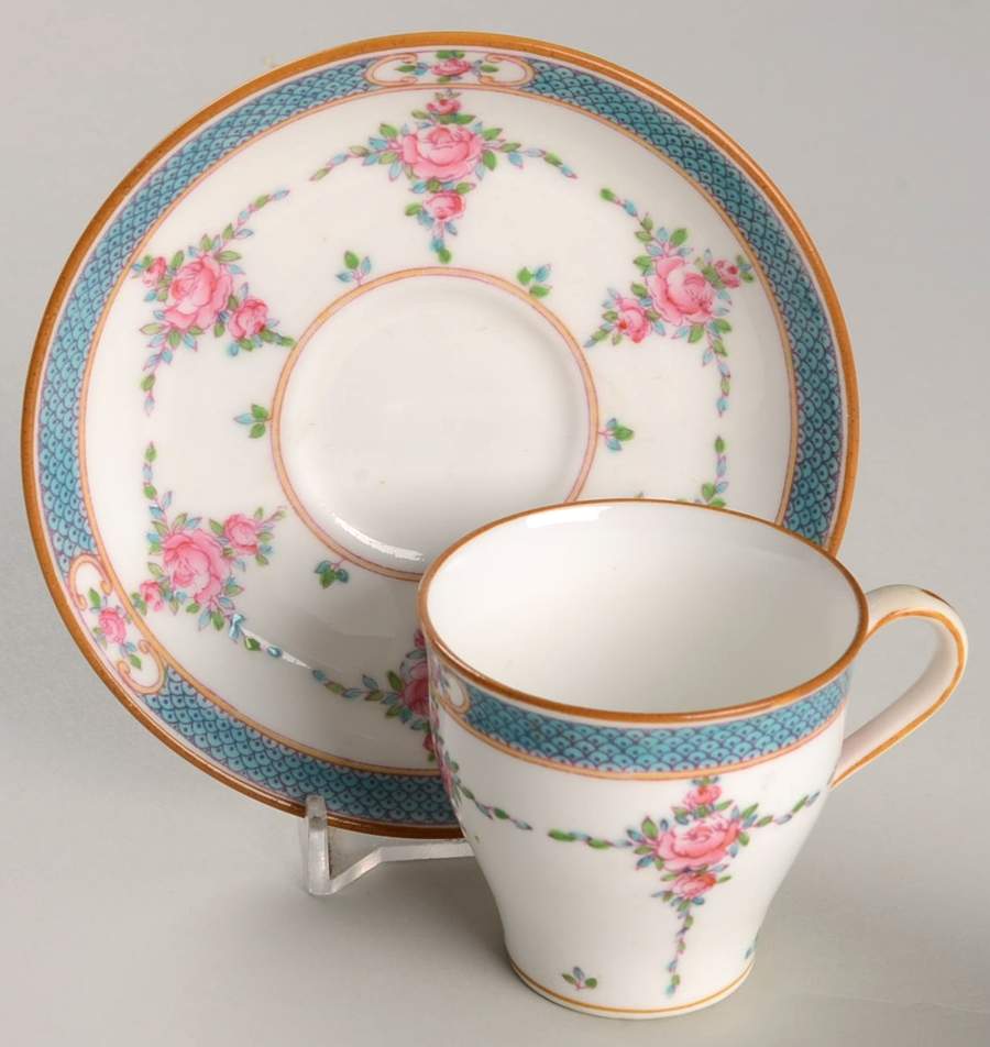 Persian Rose (Older) Flat Demitasse Cup & Saucer Set by Minton-1