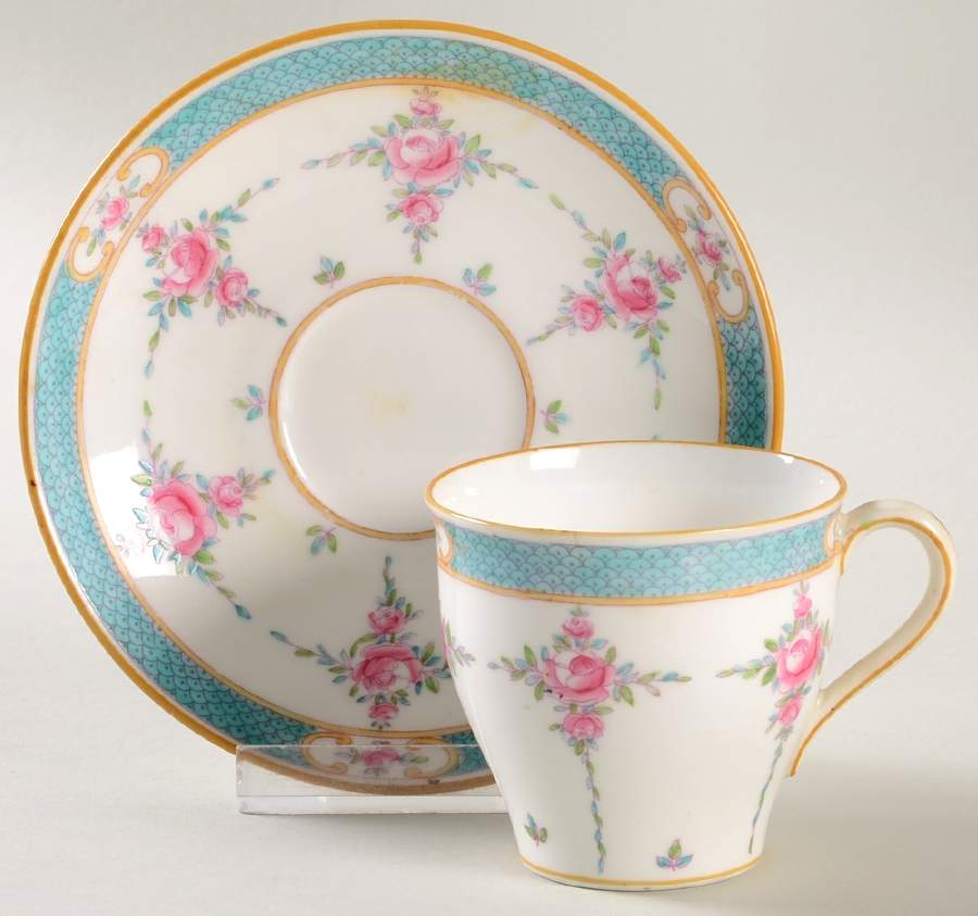 Persian Rose (Older) Flat Demitasse Cup & Saucer Set by Minton-1