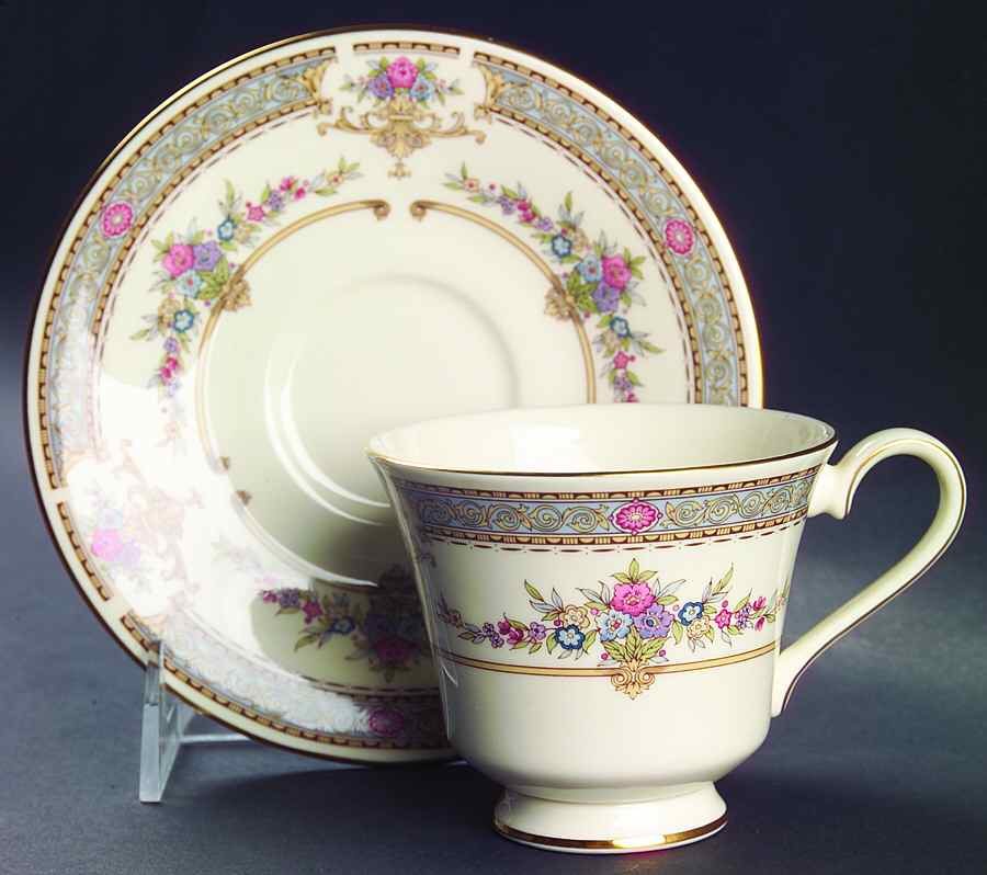 Persian Rose (Newer) Footed Cup & Saucer Set by Minton-1