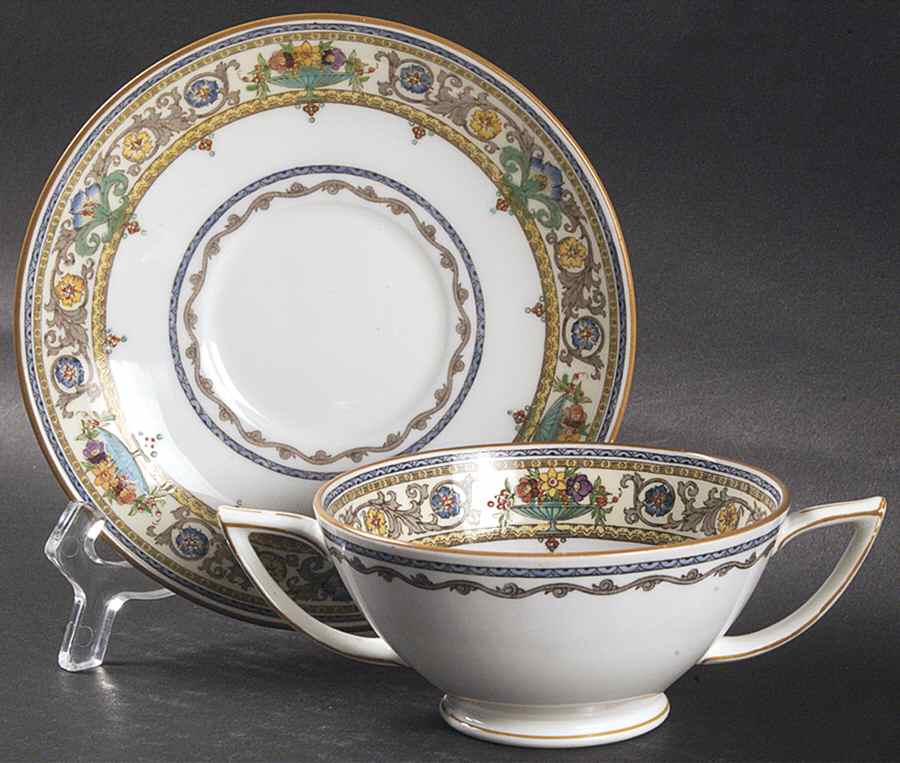 Plymouth Footed Bouillon Cup & Saucer by Minton-1