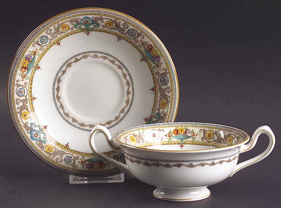 Plymouth Footed Cream Soup Bowl & Saucer Set by Minton-1
