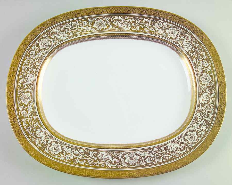 Porcelain Ball Ivory 15" Oval Serving Platter by Minton-1