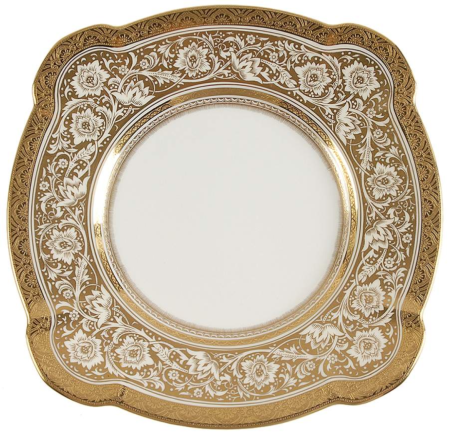 Porcelain Ball Ivory Square Luncheon Plate by Minton-1