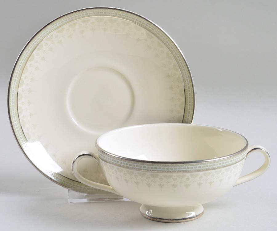 Portland Footed Cream Soup Bowl & Saucer Set by Minton-1