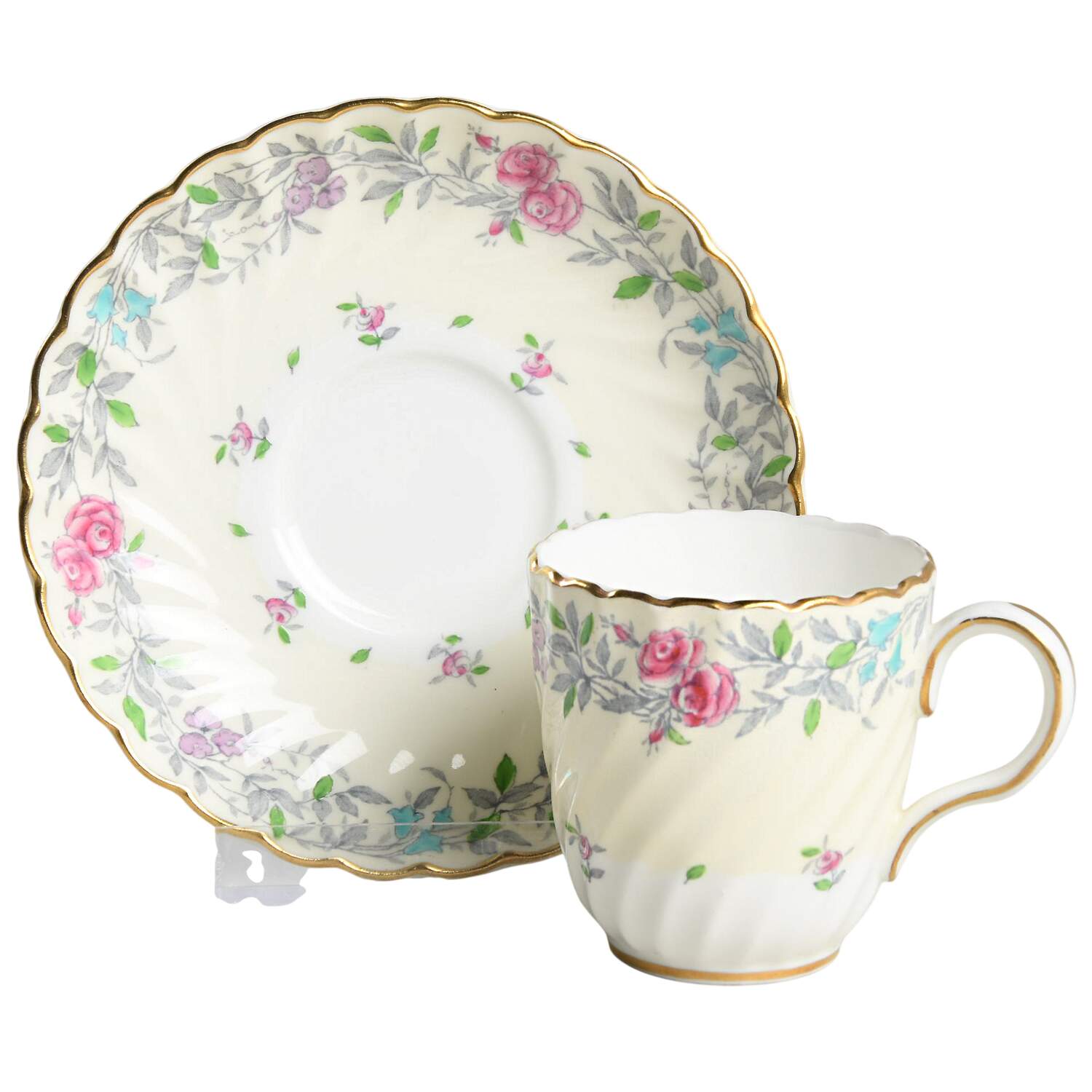 Printemps Flat Demitasse Cup & Saucer Set by Minton-1