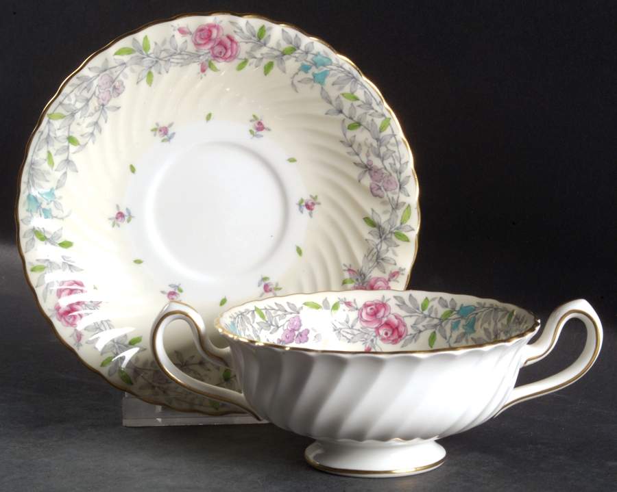 Printemps Footed Cream Soup Bowl & Saucer Set by Minton-1