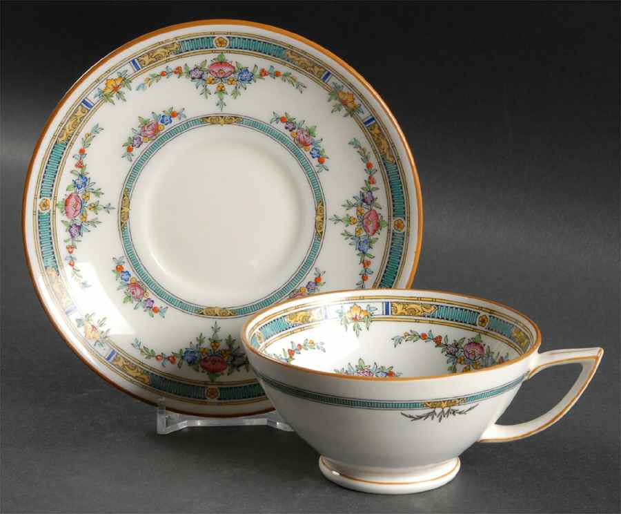 Princess (Pink Flower) Footed Cup & Saucer Set by Minton-1