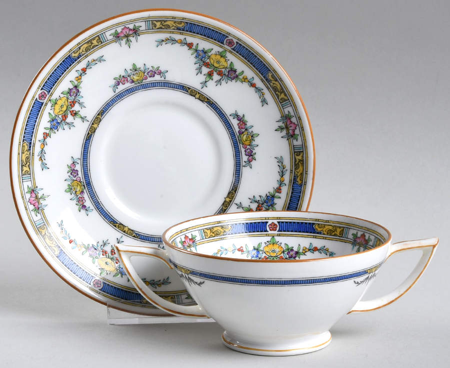 Princess (Yellow Flower) Footed Bouillon Cup & Saucer by Minton-1