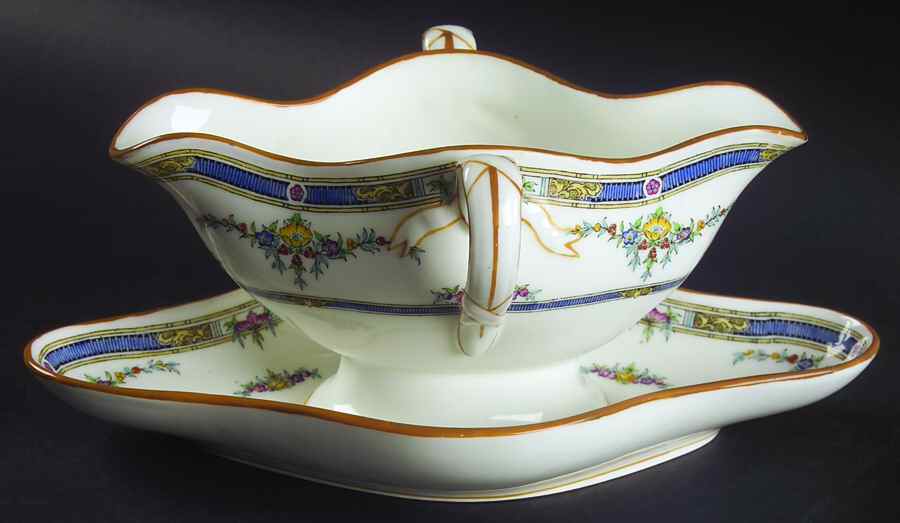 Princess (Yellow Flower) Gravy Boat with Attached Underplate by Minton-1