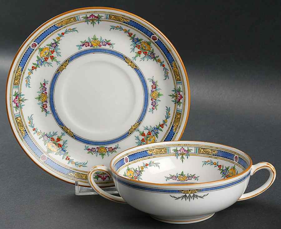 Princess (Yellow Flower) Flat Cream Soup Bowl & Saucer Set by Minton-1
