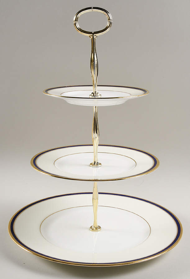 Windsor Cobalt Blue 13 7/8"-14 1/4" 3-Tiered Serving Tray(DP,SP,BB) HC by Minton-1