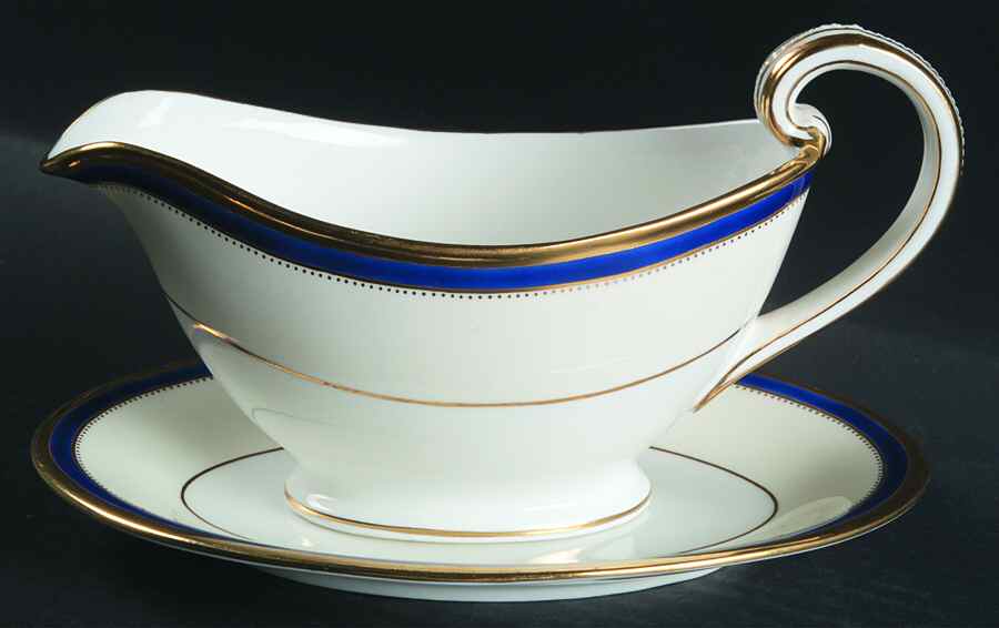 Windsor Cobalt Blue Gravy Boat & Underplate/Relish by Minton-1