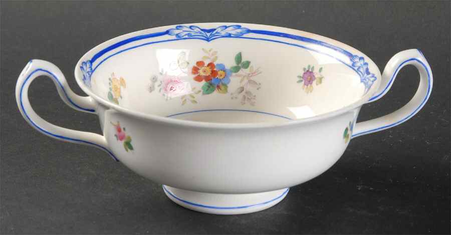 Queen Anne (Blue Trim) Footed Cream Soup Bowl by Minton-1