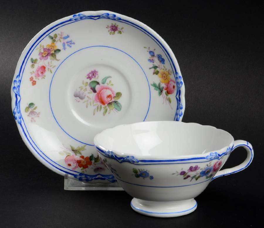Queen Anne (Blue Trim) Footed Cup & Saucer Set by Minton-1