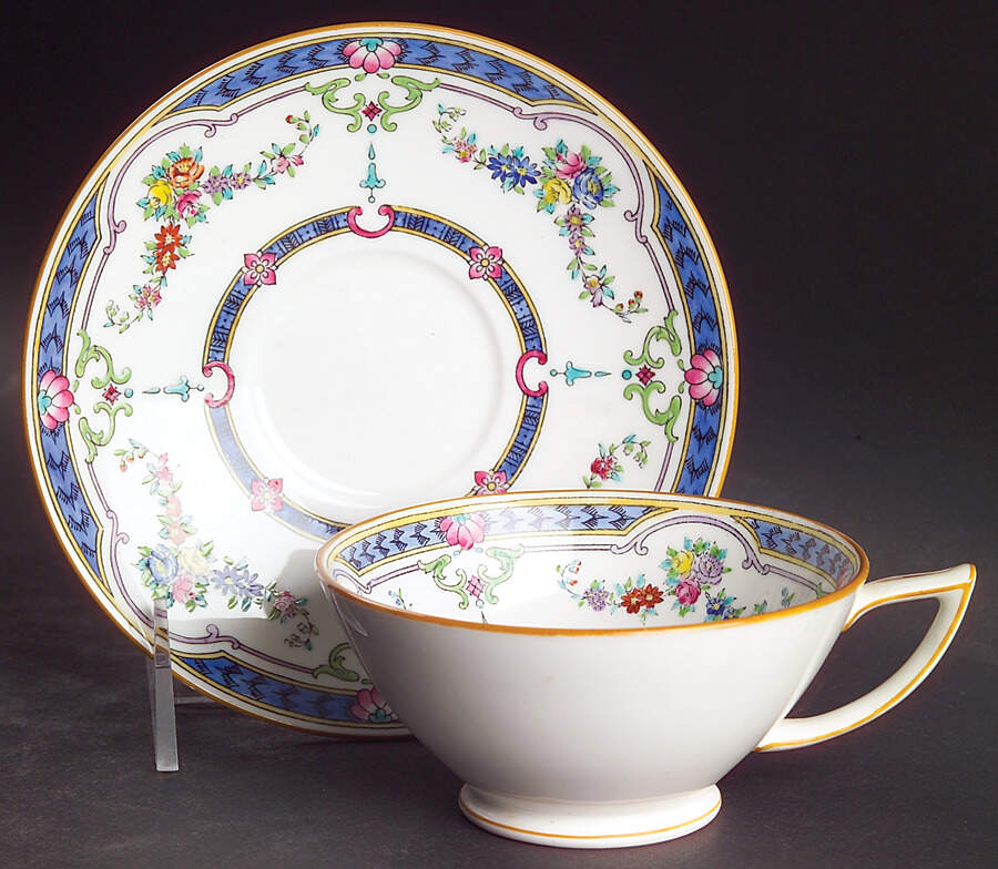 Ripon Blue Footed Cup & Saucer Set by Minton-1