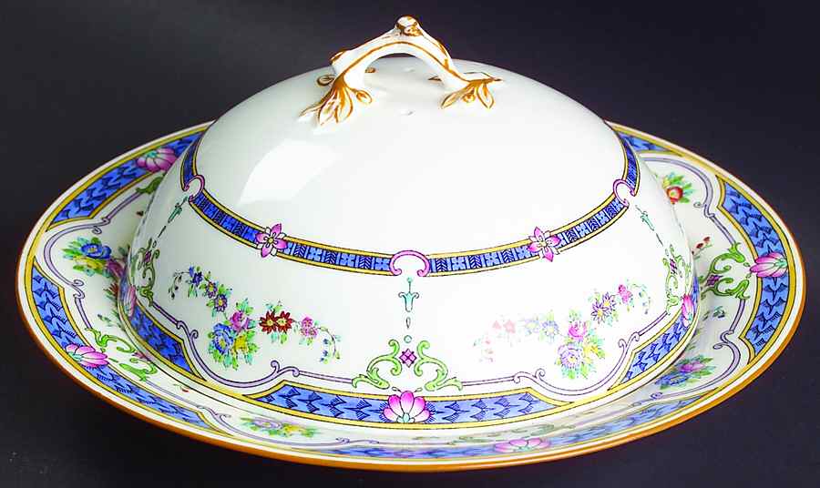 Ripon Blue Muffin Dish & Lid by Minton-1