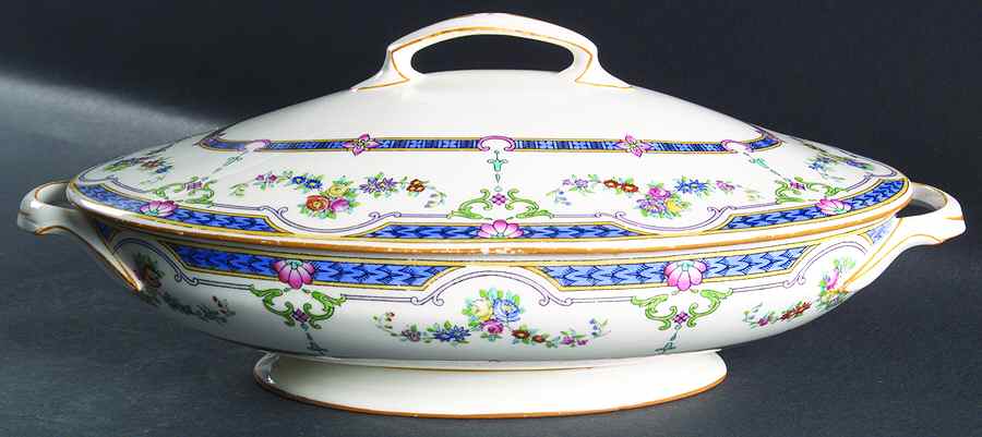 Ripon Blue Oval Covered Vegetable by Minton-1
