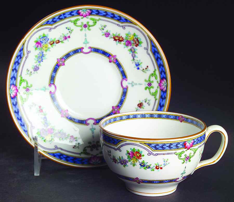 Ripon Blue Flat Cup & Saucer Set by Minton-1