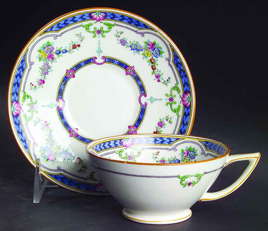 Ripon Blue Footed Cup & Saucer Set by Minton-1