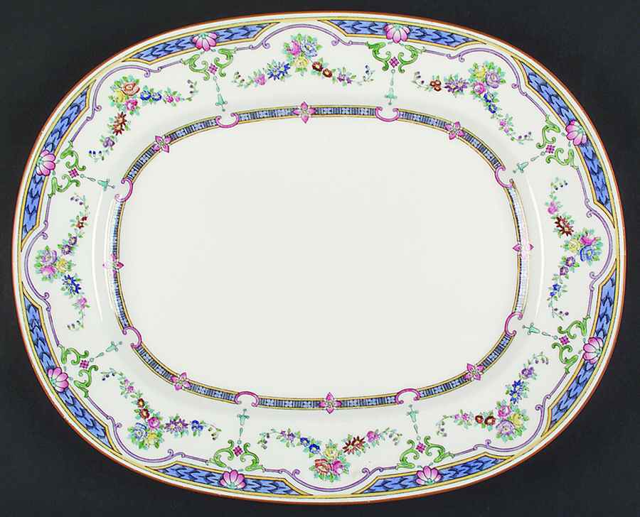 Ripon Blue 14" Oval Serving Platter by Minton-1