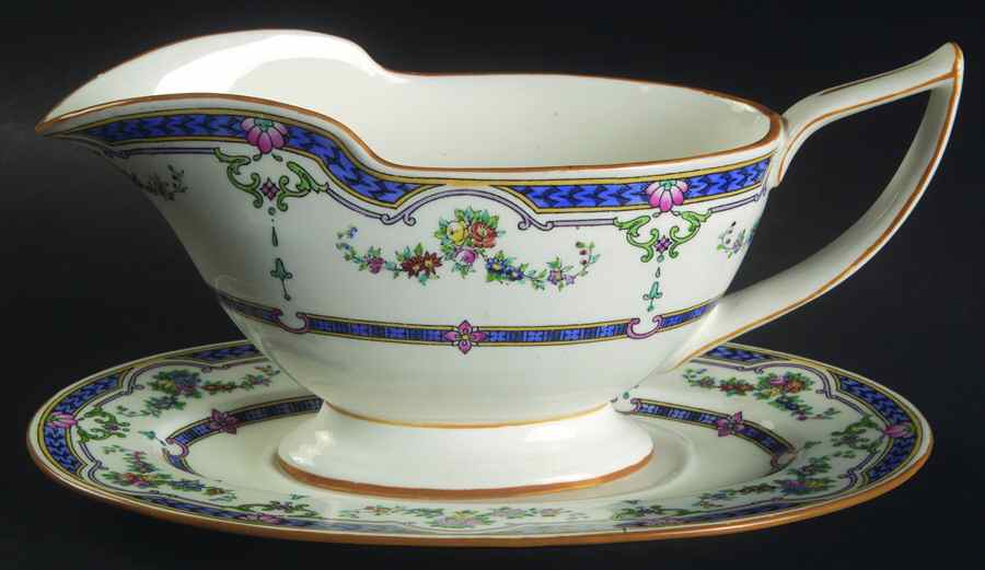 Ripon Blue Gravy Boat & Underplate by Minton-1