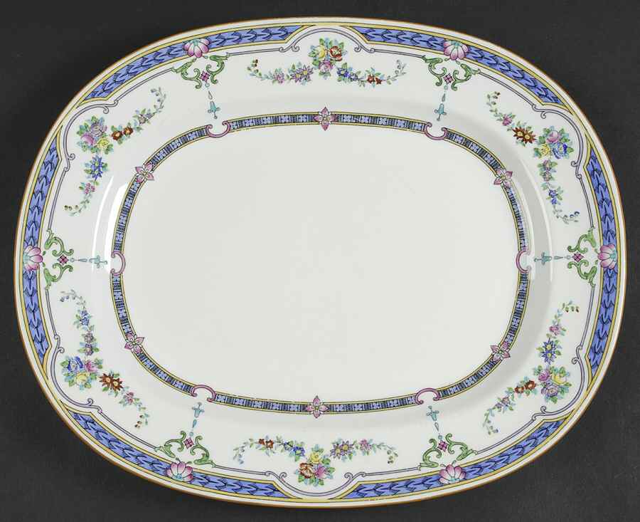 Ripon Blue 13" Oval Serving Platter by Minton-1