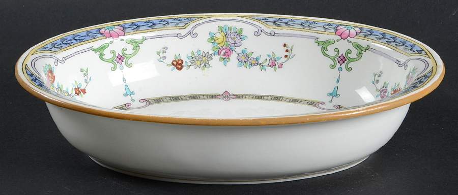 Ripon Blue 8" Oval Vegetable Bowl by Minton-1