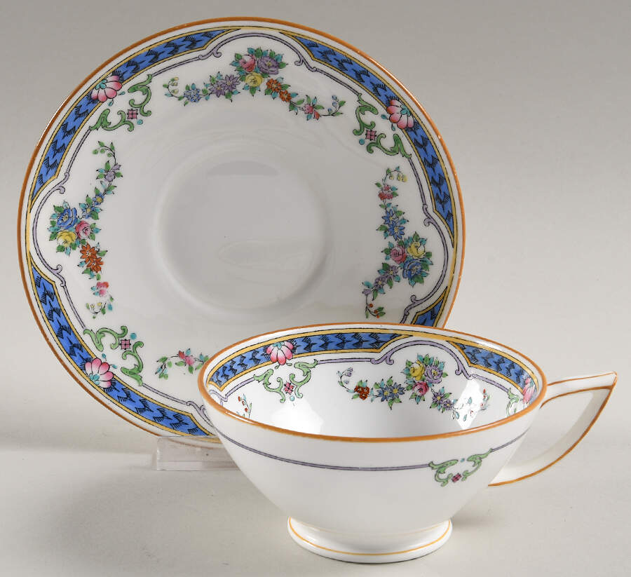 Ripon Blue Footed Cup & Saucer Set by Minton-1
