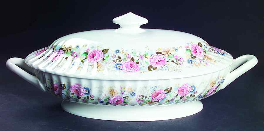 Rose Garland Oval Covered Vegetable by Minton-1