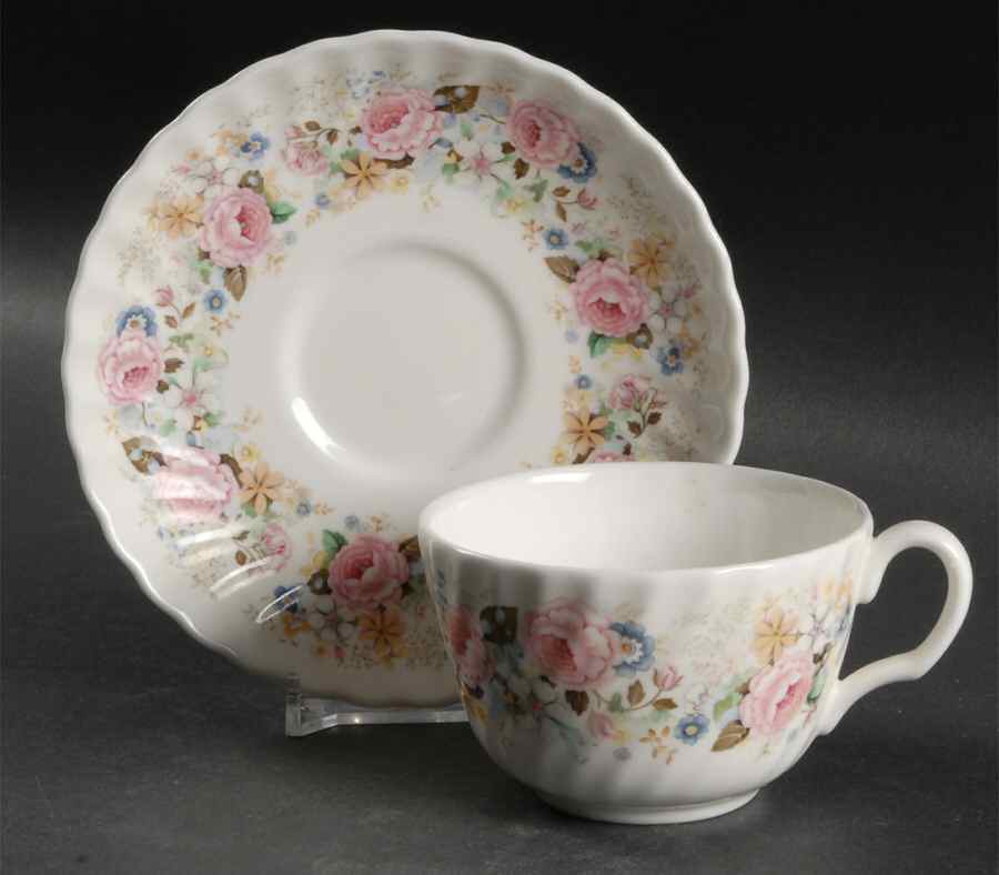 Rose Garland Flat Cup & Saucer Set by Minton-1