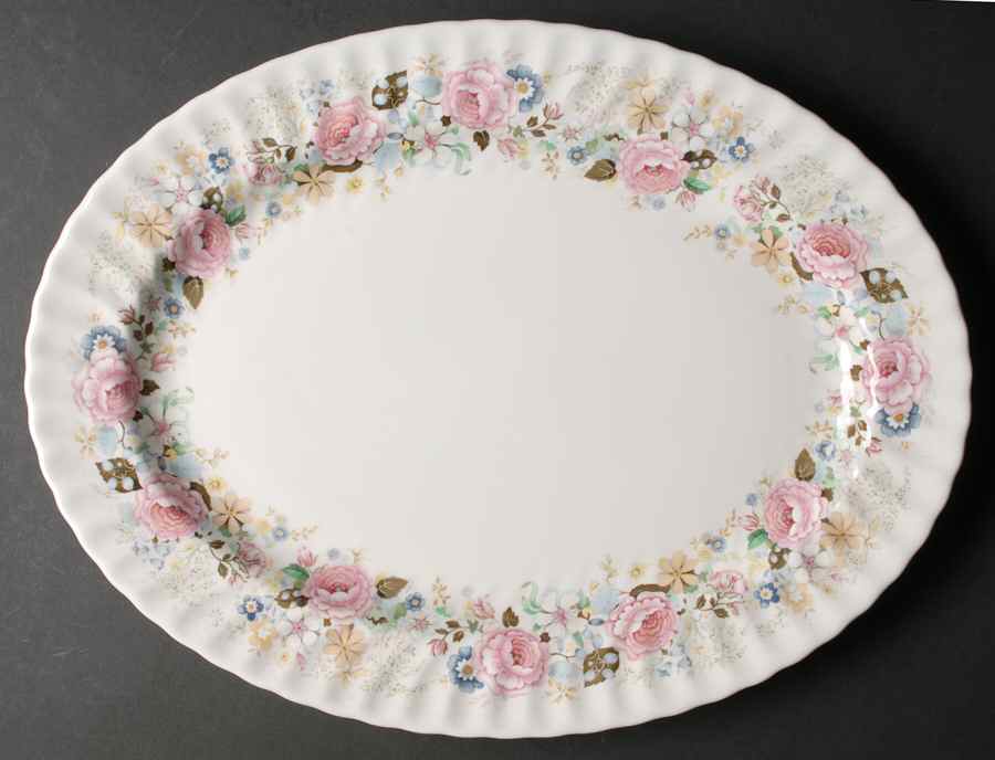 Rose Garland 16" Oval Serving Platter by Minton-1