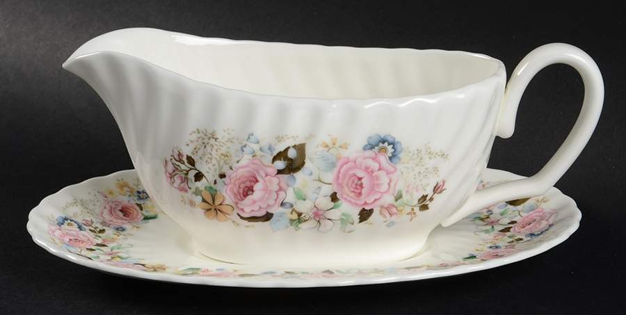 Rose Garland Gravy Boat & Underplate by Minton-1