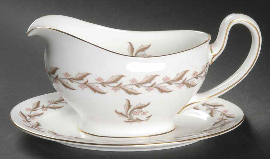 Rosewood Gravy Boat with Attached Underplate by Minton-1