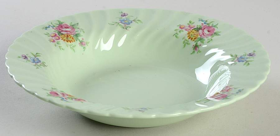 Rosetta Green Rim Soup Bowl by Minton-1