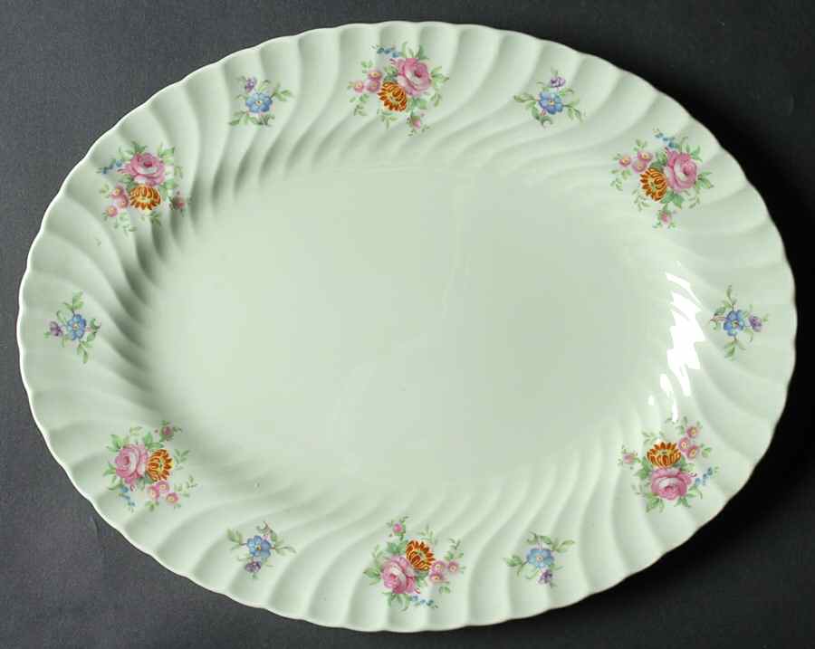 Rosetta Green 12" Oval Serving Platter by Minton-1