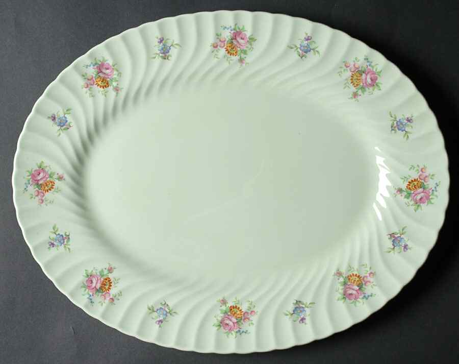 Rosetta Green 15" Oval Serving Platter by Minton-1