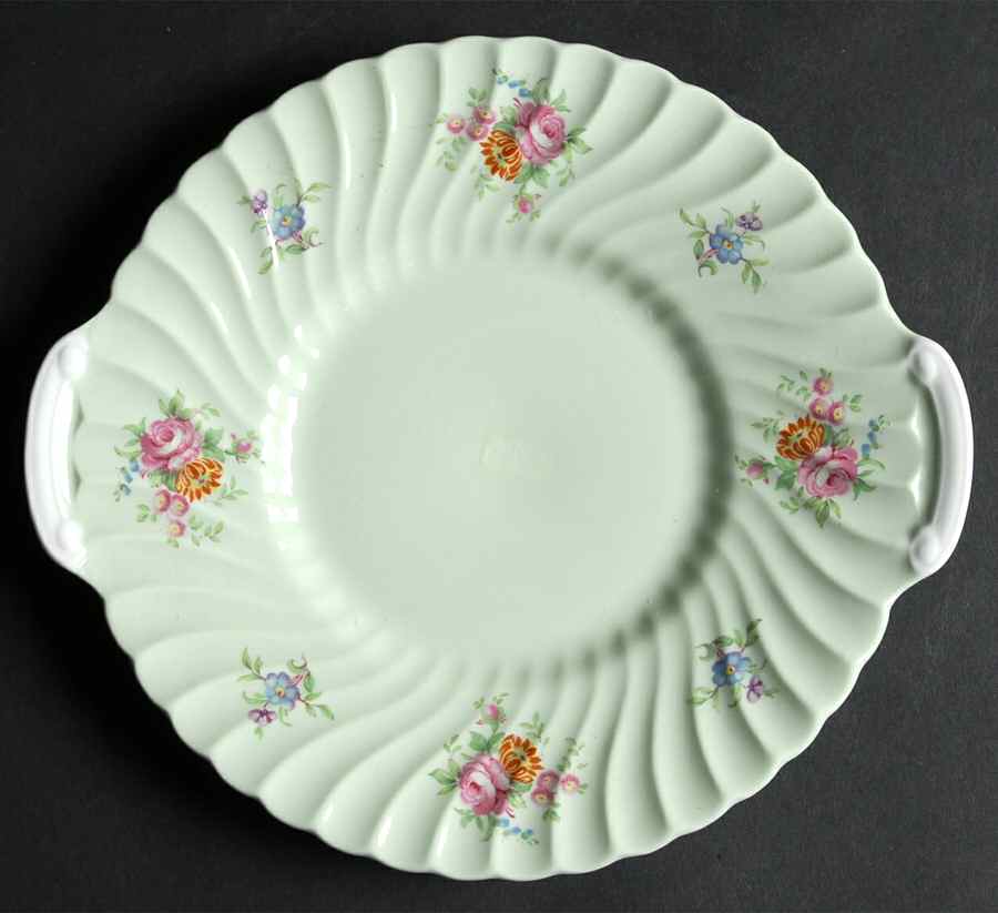 Rosetta Green Handled Cake Plate by Minton-1